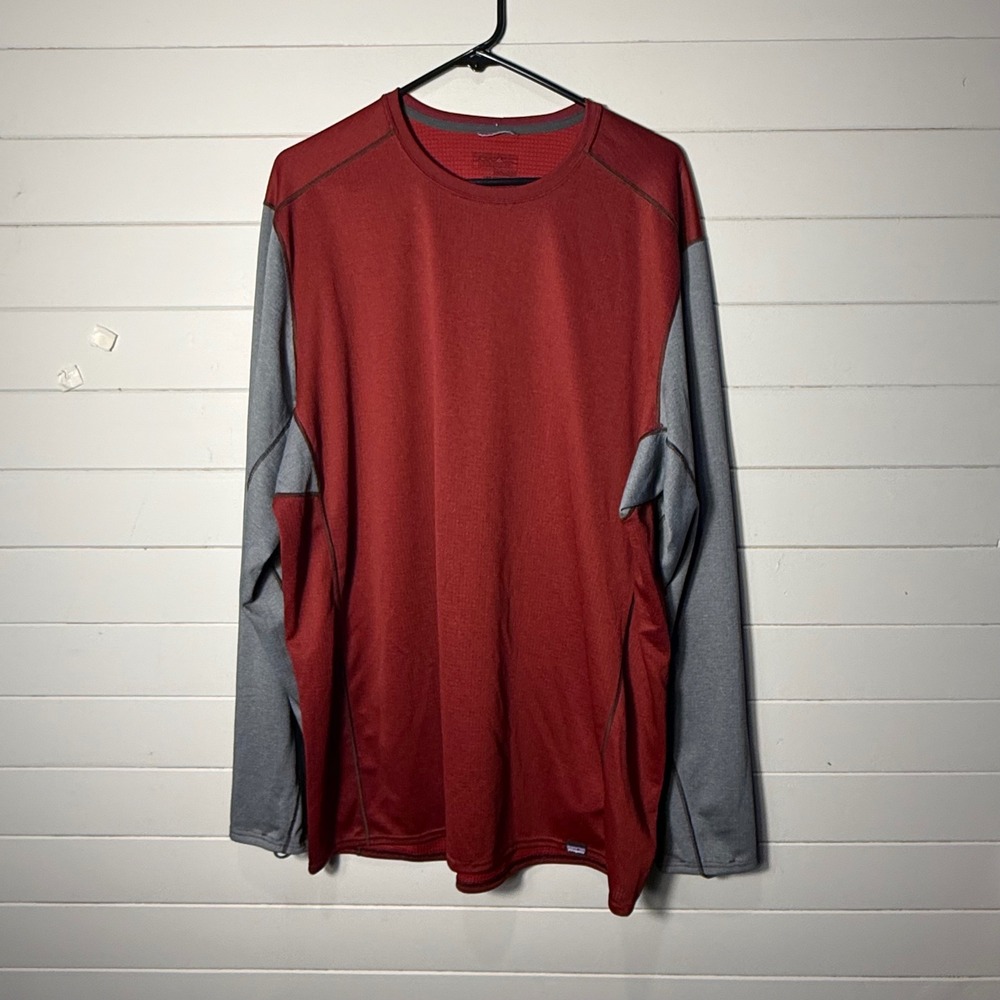 Patagonia Capilene Midweight Baselayer Mens XXL Red Grey Polartec Shirt